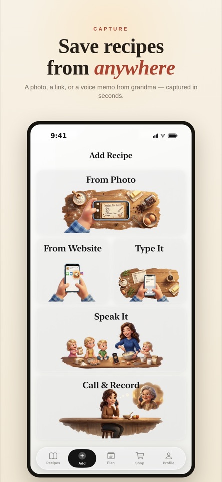 Pocket Chef recipe import options
